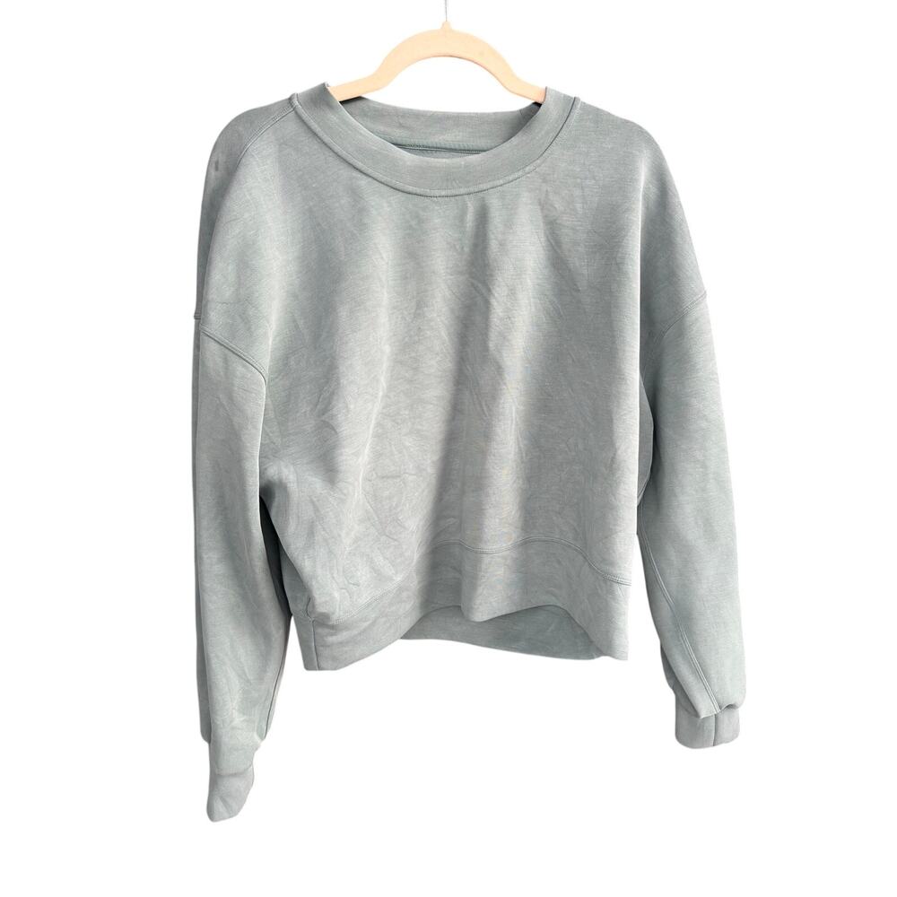 Lululemon Softstreme Perfectly Oversized Cropped Crew, CRATER BLUE Green 8 - Picture 2 of 5